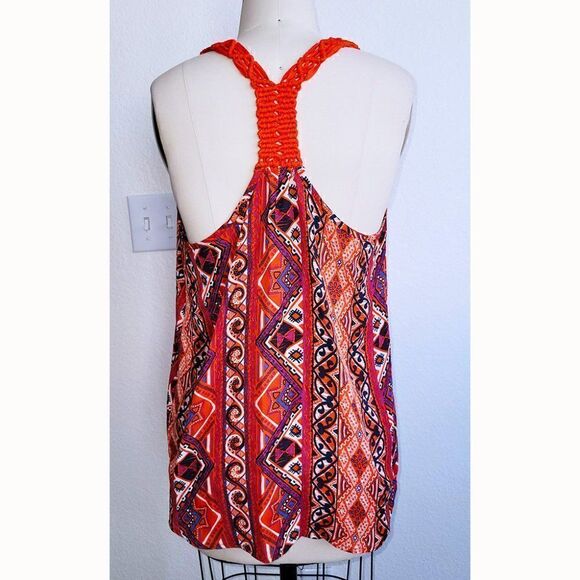 Eyecatching orange native design T-back top - Picture 2 of 4